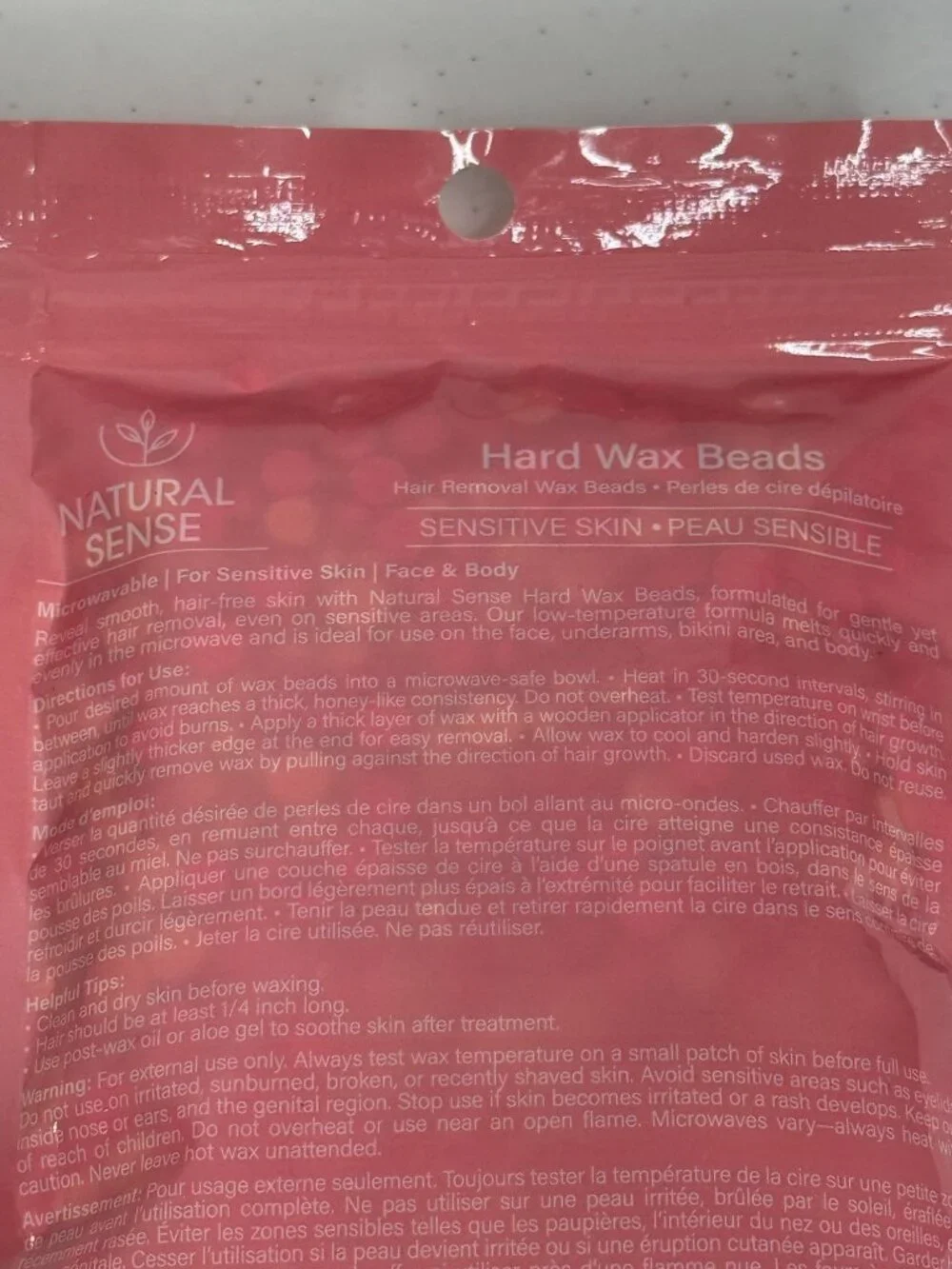 Natural Sense Hard Wax Beads Sensitive Skin 2.8 oz Hair Removal Pink NWT